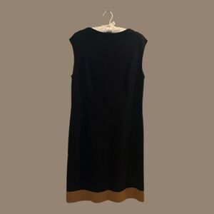 St. John Black and Camel Midi Dress